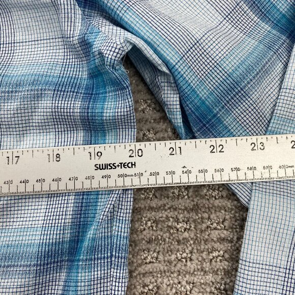 Calvin Klein Infinite Cool Shirt Men Medium M Blue White Plaid Button Up Polo - Picture 6 of 7